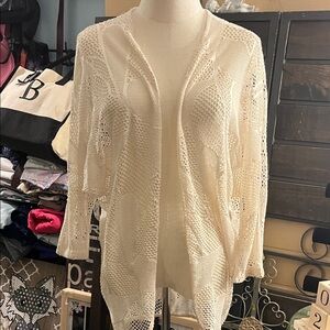 Easel Cream Open-Knit Women's Cardigan